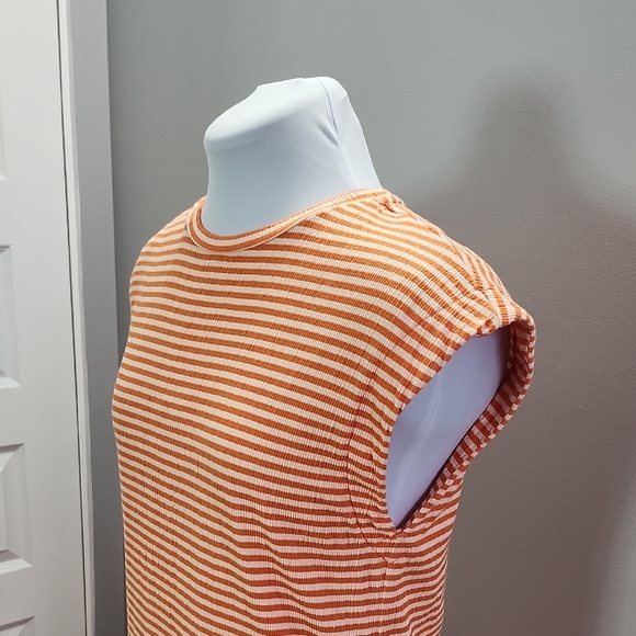 FRNCH stripes crew neck cap sleeves relax fit maxi dress - Picture 6 of 11